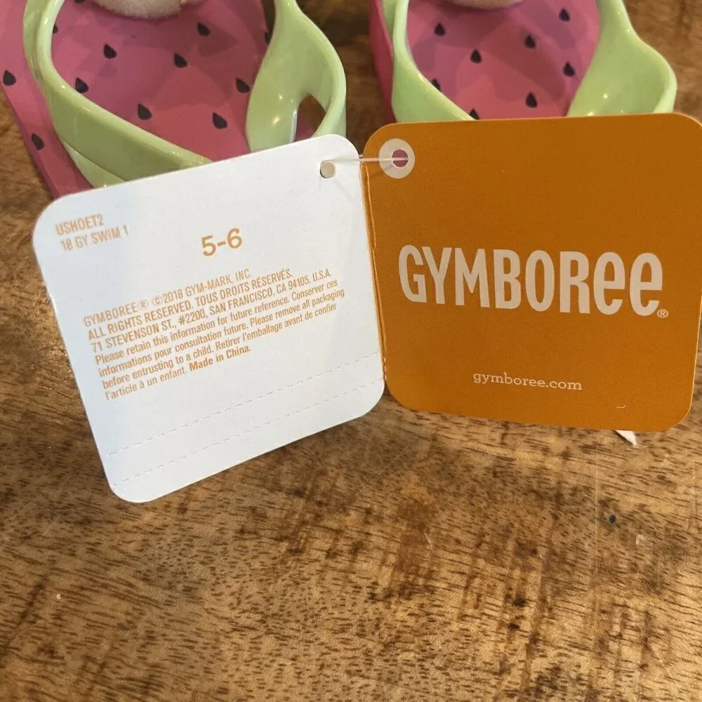 Gymboree Watermelon Flip Flops Toddler Size 5/6 Summer Beach Pool Backyard Fun